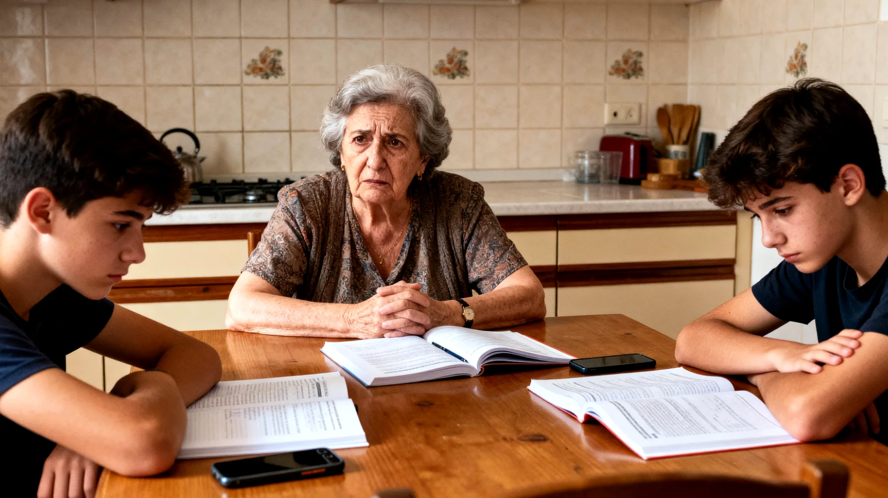 La nonna si trova in difficoltà nel motivare i nipoti adolescenti allo studio e nell'aiutarli a ritrovare interesse per la scuola, sentendosi spesso impotente di fronte alla loro svogliatezza e al rischio di abbandono scolastico"