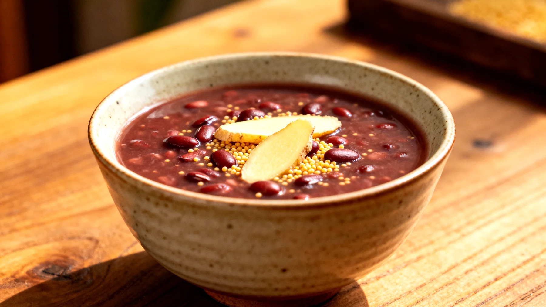 Zuppa di azuki con miglio e zenzero"